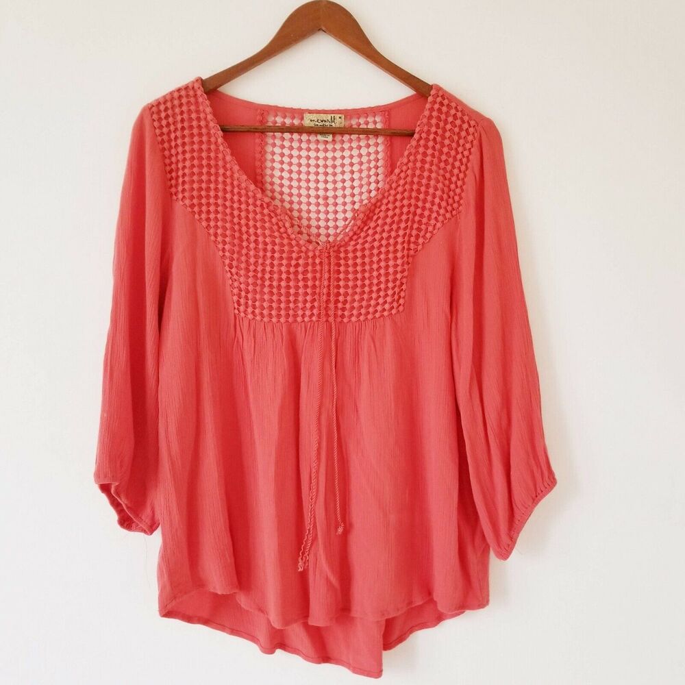 One World Tops Tunic ¾ Sleeve, color Fuchsia - Size: M